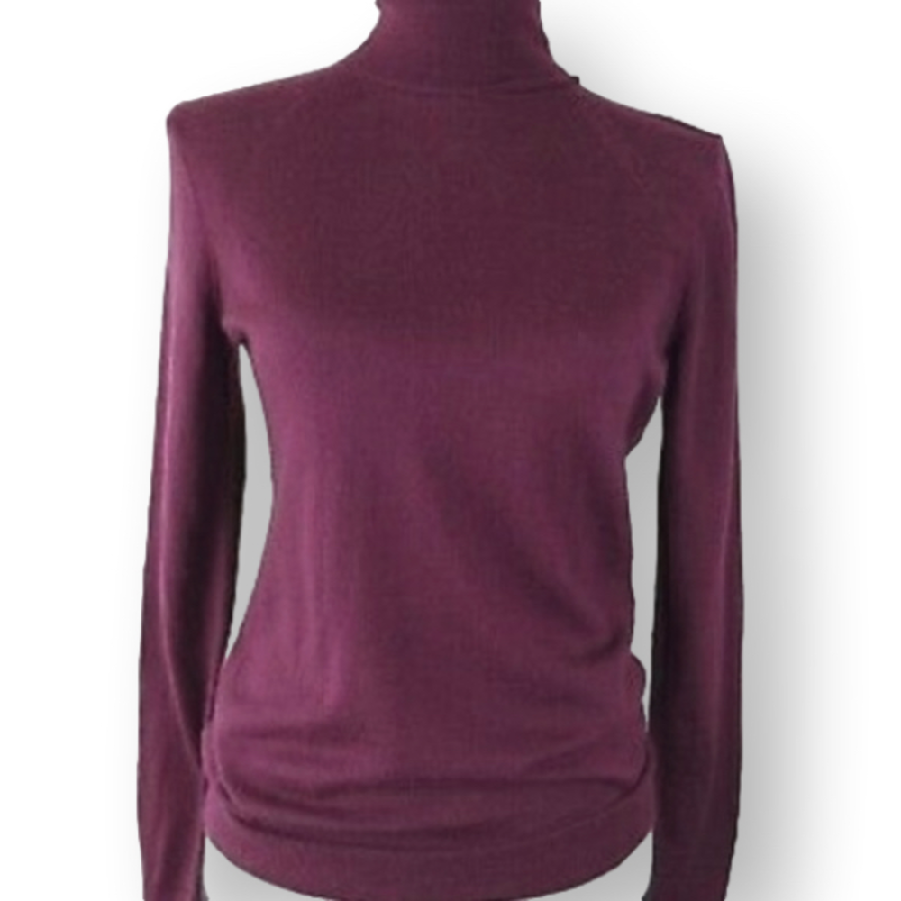 Banana Republic Merino Wool Turtleneck in raspberry/purple.